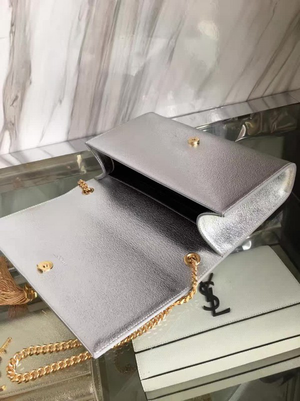 Y51 kate chain wallet with tassel in crinkled metallic leather 5055 24cm x 14cm x 4.5cm