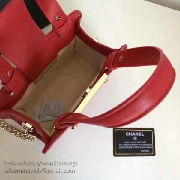 Ch**el small label click leather shopping bag red