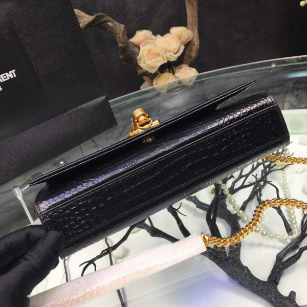 Y51 monogram- kate gold tassel in embossed crocodile shiny leather 5056 24cm x 15cm x 5cm