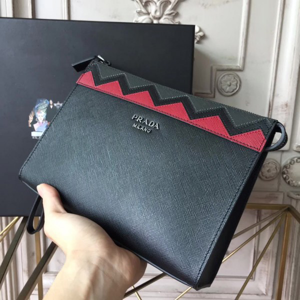 Pra*a leather clutch bag 4284 23.5cm x 1.5cm x 17.5cm