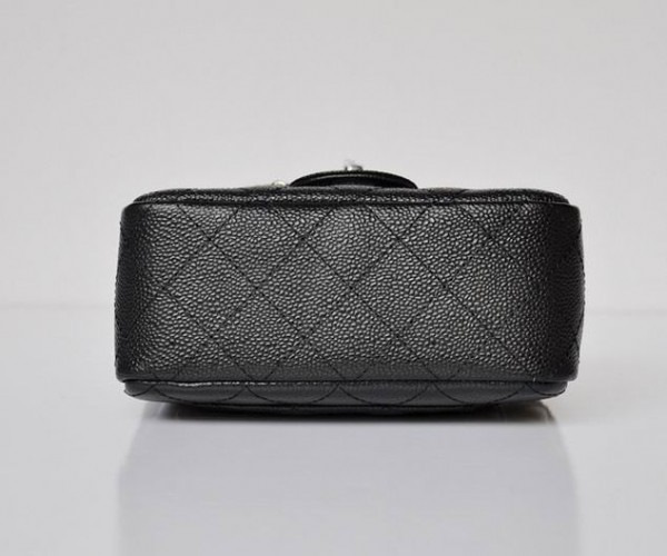 Ch**el caviar leather flap bag with silver hardware black