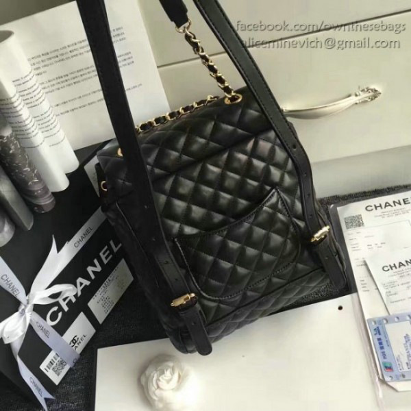 Ch**el caviar quilted lambskin backpack black gold hardware