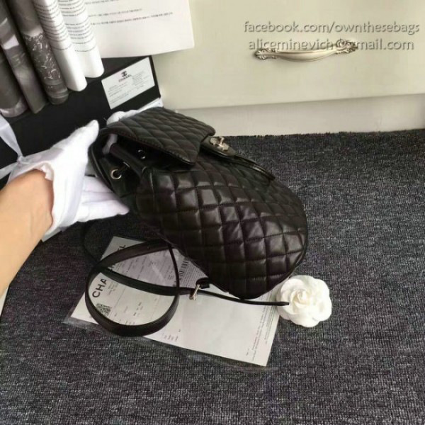 Ch**el caviar quilted lambskin backpack black silver hardware