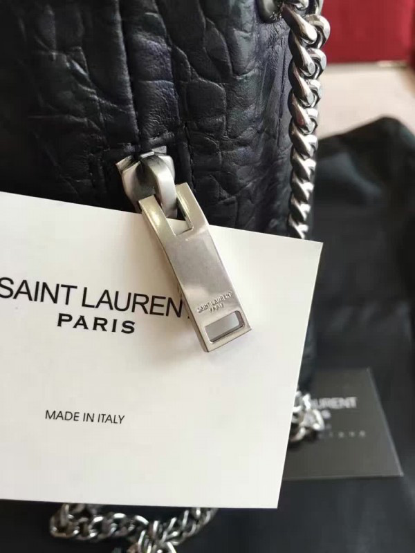 Y51 crocodile embossed leathe bucket bag black 5136  16cm x 16cm x 12cm