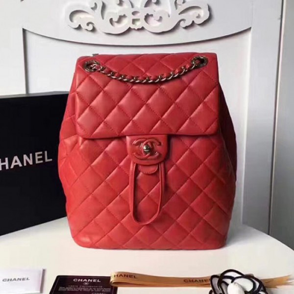 Ch**el caviar quilted lambskin backpack red