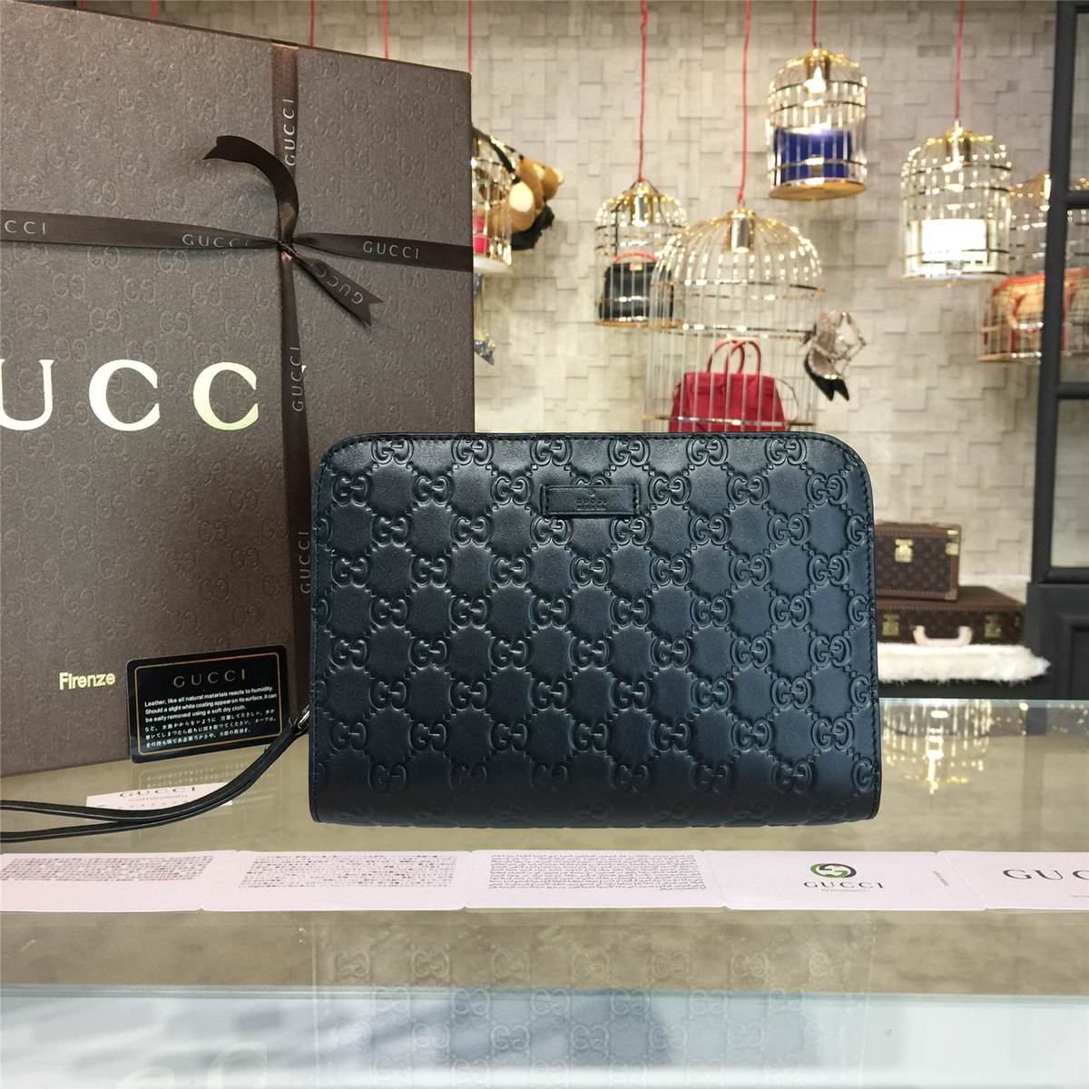 Gvc*1 gg leather clutch bag z013 24cm x 16.5cm x 17cm