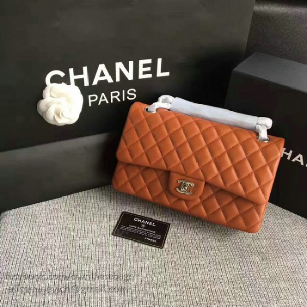Ch**el lambskin classic handbag orange a01112 vs04951