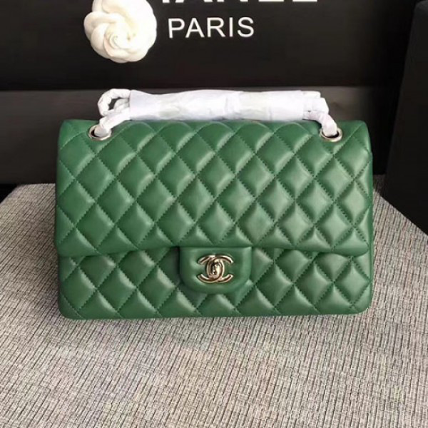 Ch**el lambskin classic handbag green a01112 vs04940