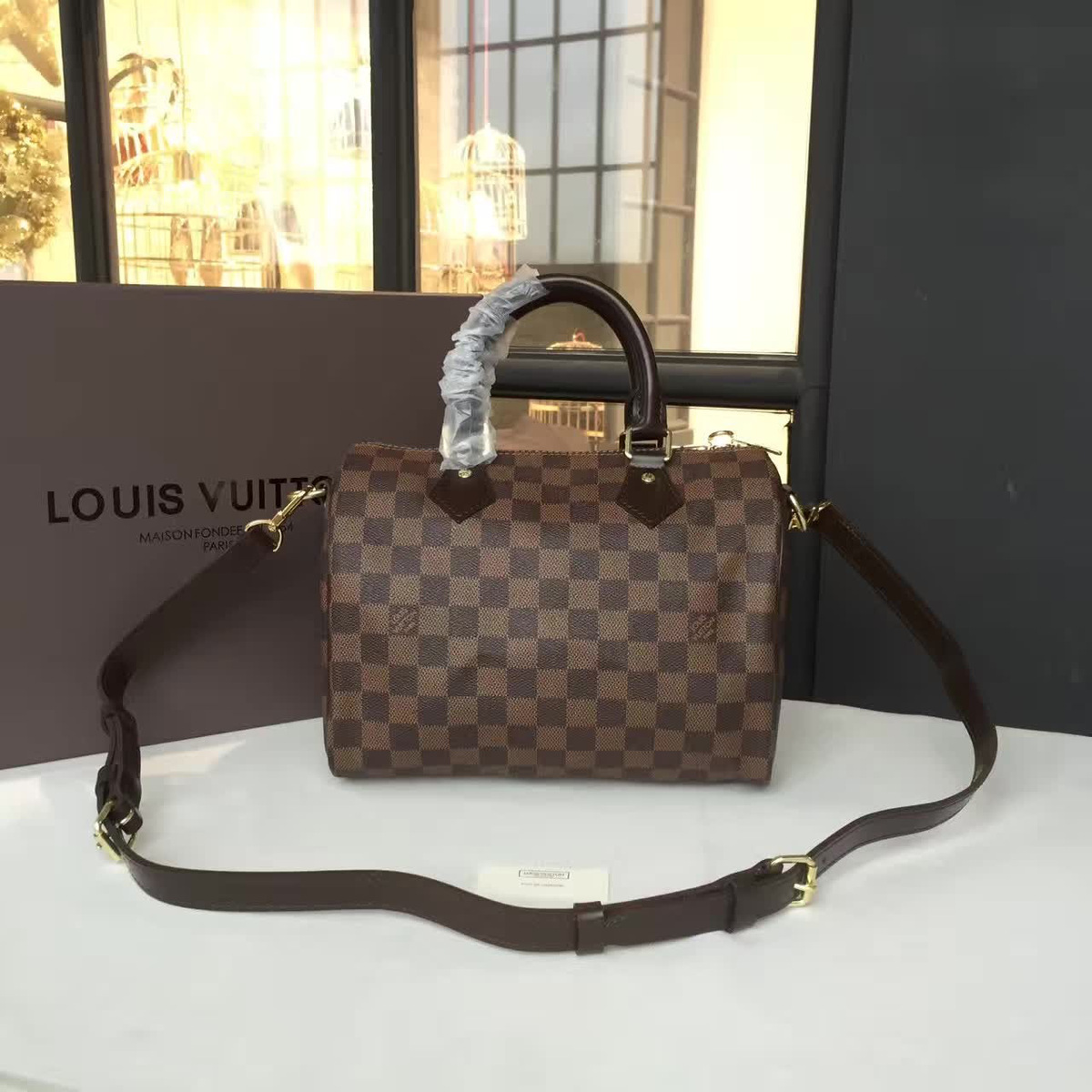 l0vis Vvtt0n speedy bandoulière 25 damier ebene 3205_25cm x 19 cmx 15 cm