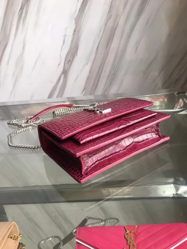 Y51 sunset chain wallet in crocodile embossed shiny leather 4867 17cm x 13cm x 7cm