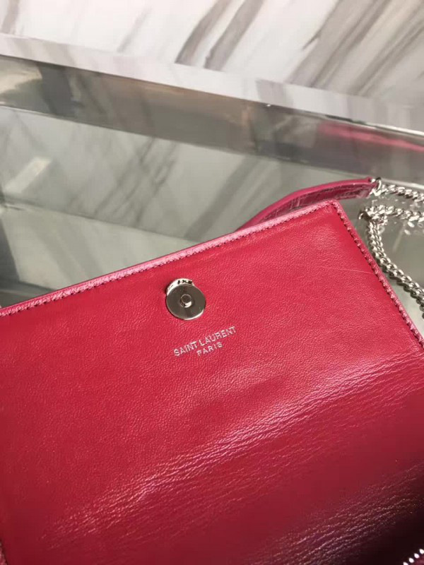 Y51 sunset chain wallet in crocodile embossed shiny leather 4867 17cm x 13cm x 7cm