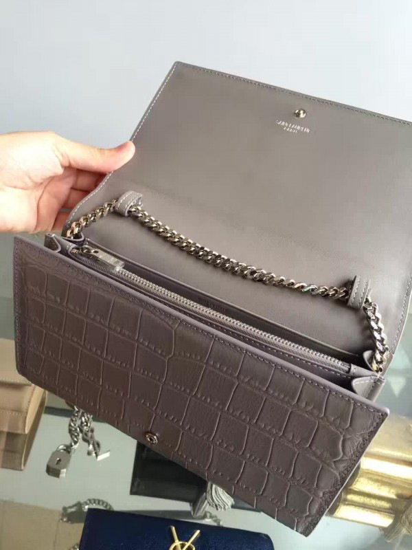 Y51 monogram kate in shiny crocodile-embossed leather 5036  22.5cm x 14cm x 4cm