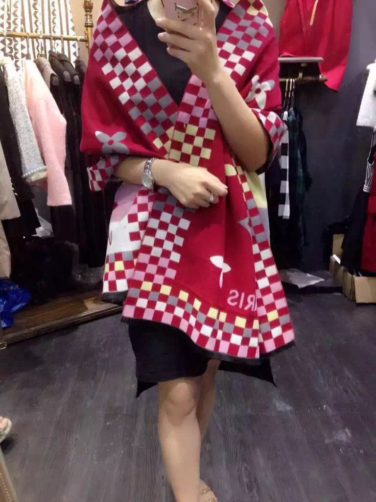 LV cashmere long scarf a10 red