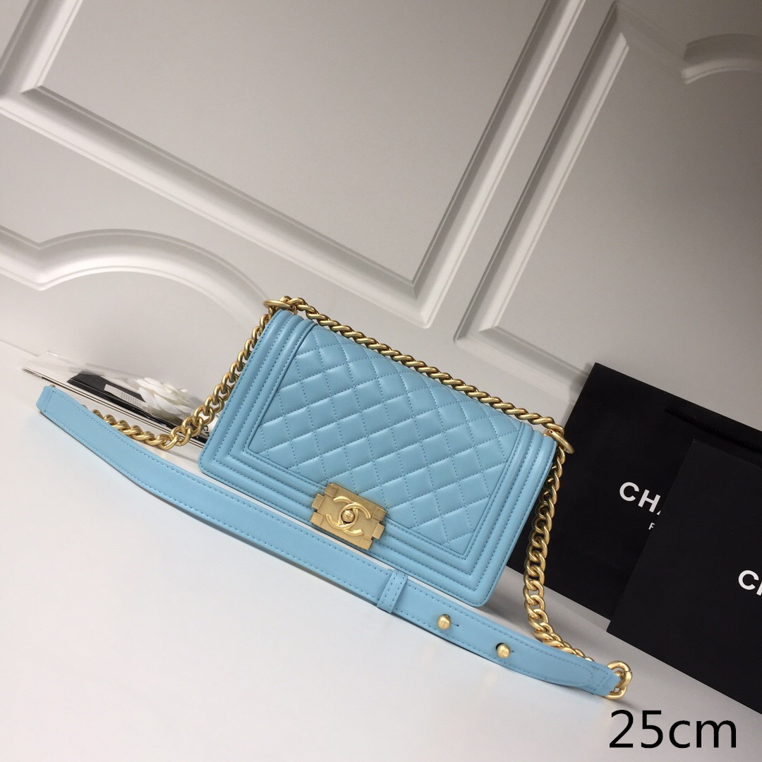 Ch**el sheepskin classic rhombic hot mom explosion blue a67086 25cm