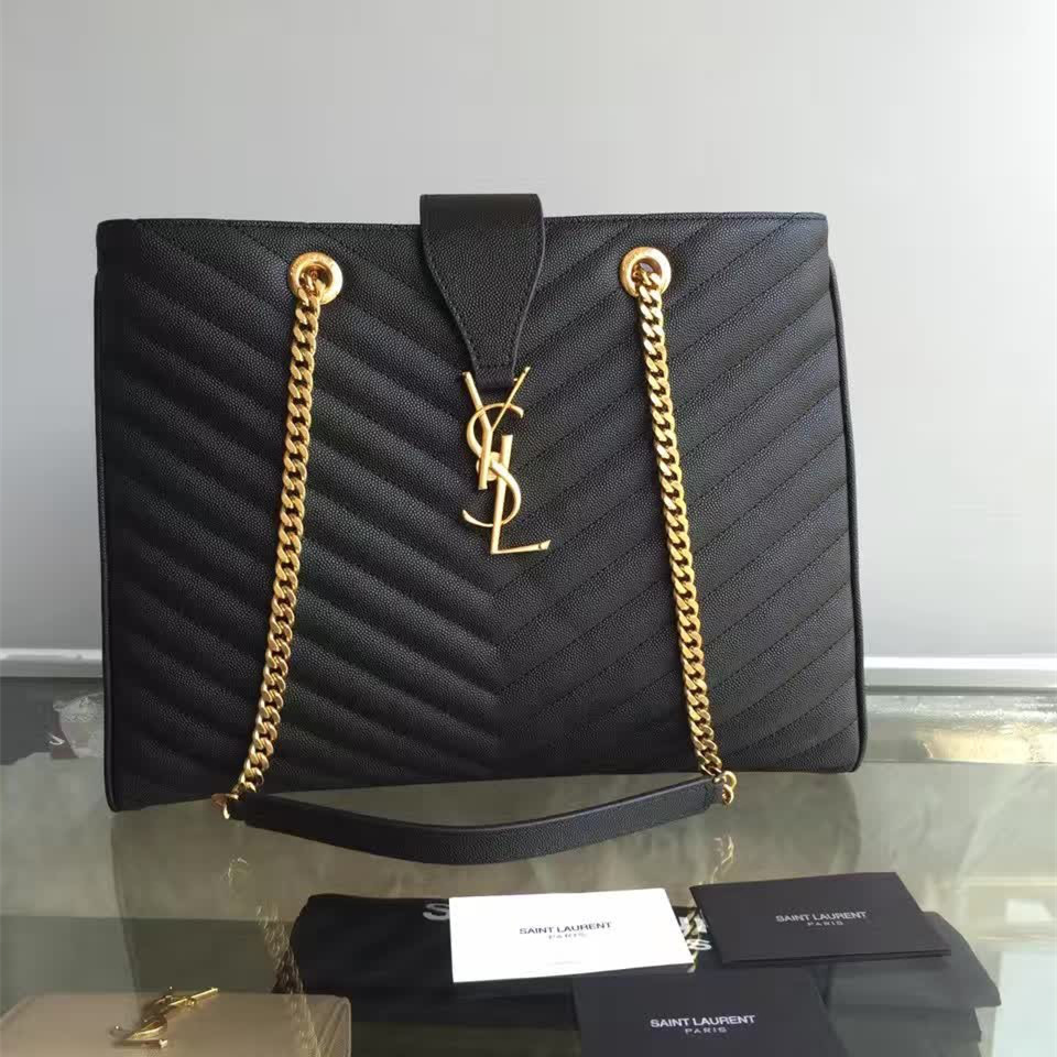 Y51 classic shopper grained calfskin gold black 35cm x 26 cmx 11.5cm