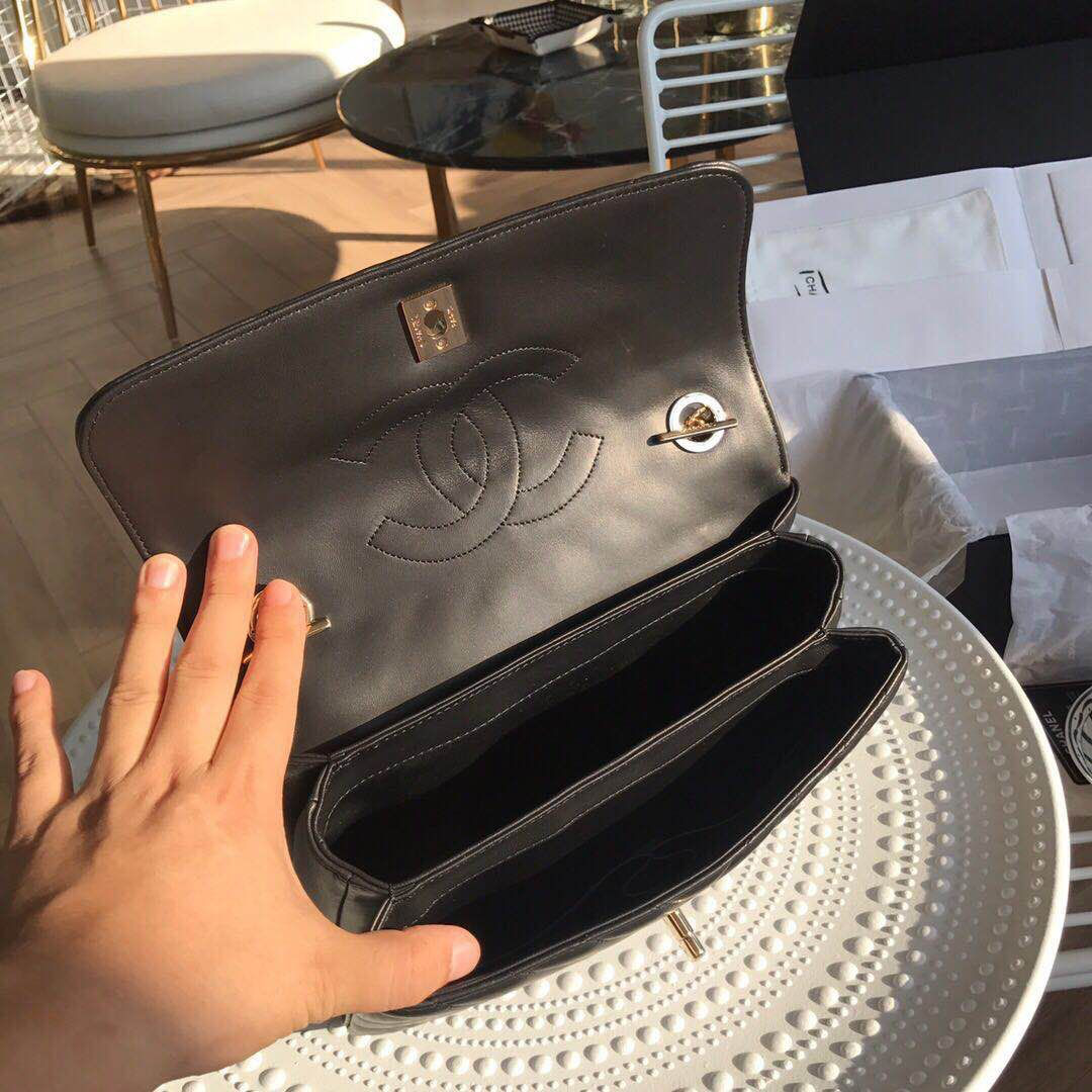 Ch**el new rhombic chain bag black 25cm