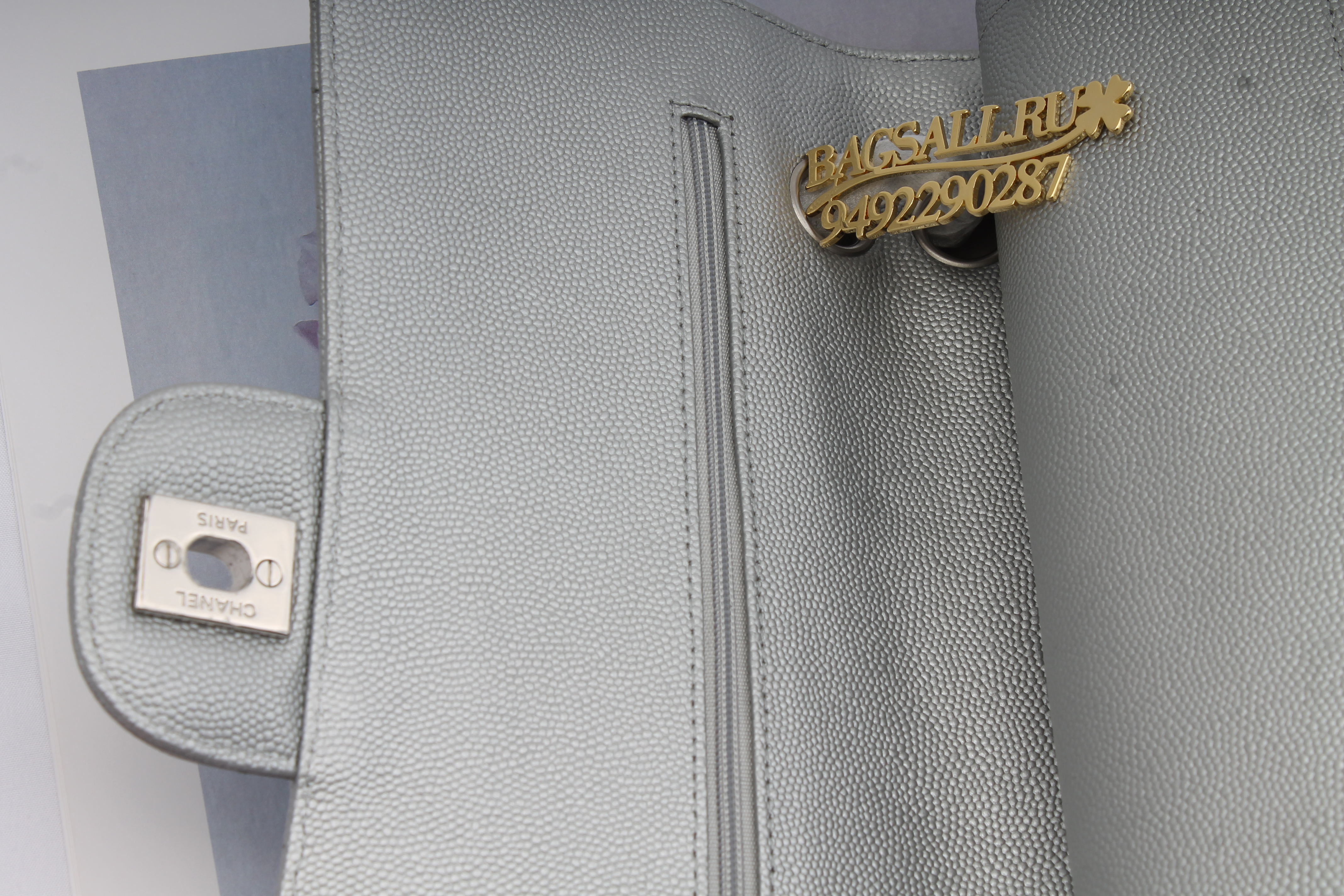 Ch**el classic handbag silver