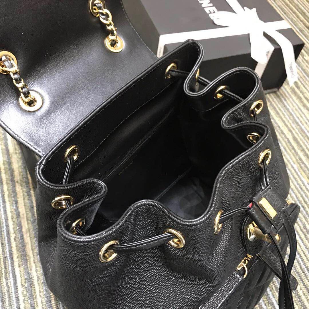 Ch**el fine grain embossed calf leather backpack  24*21*16cm