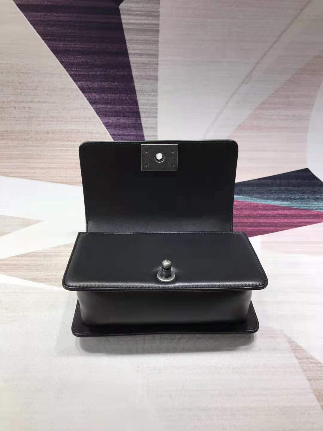 Ch**el matte boy bag 20cm black with sliver hardware 20cm