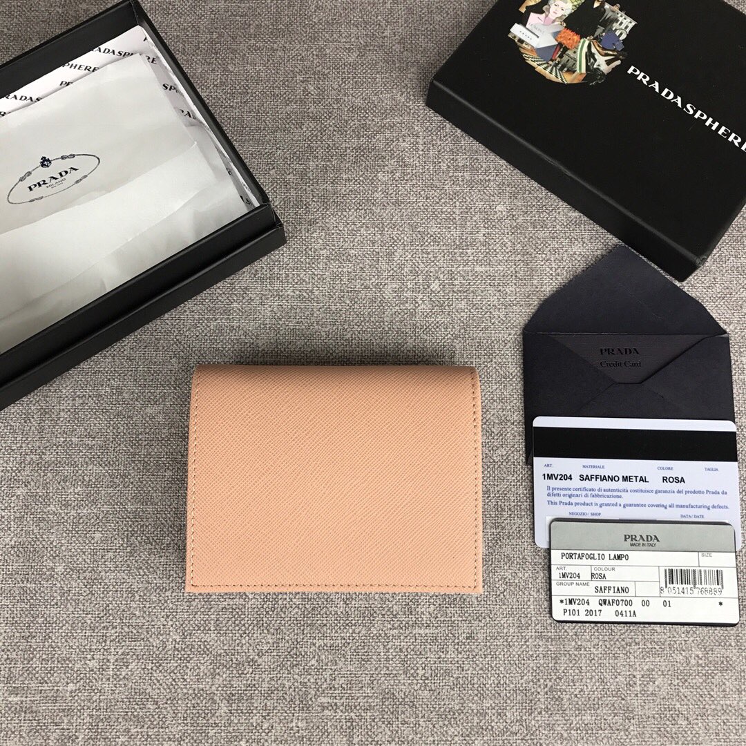 Pra*a small saffiano leather wallet nude pink 1mv204 11.2 x 8.5 cm