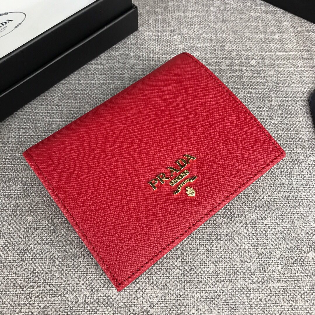 Pra*a small saffiano leather wallet big red 1mv204 11.2 x 8.5 cm