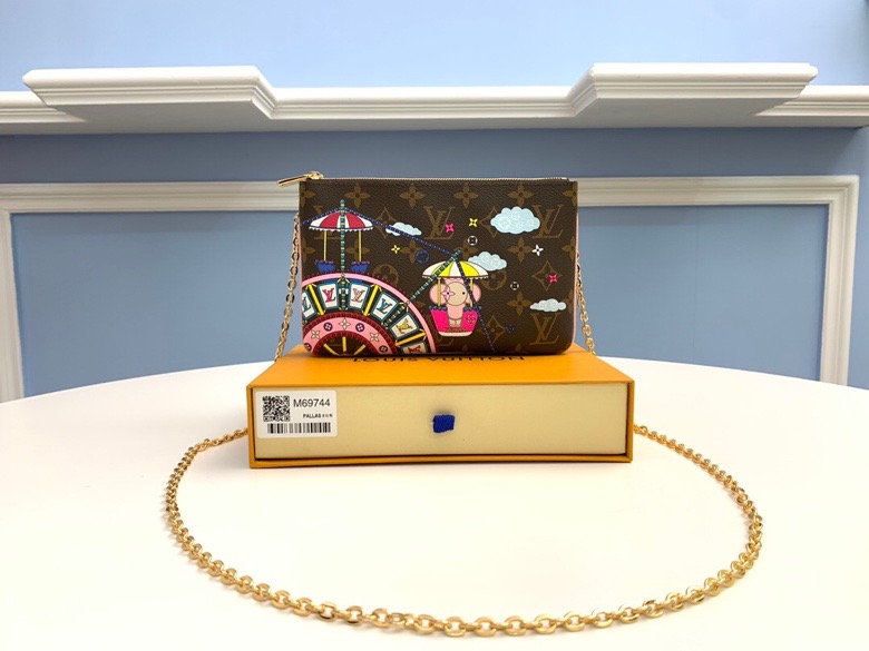 DOUBLE ZIP POCHETTE M69744 20 x 12.5 x 3 cm