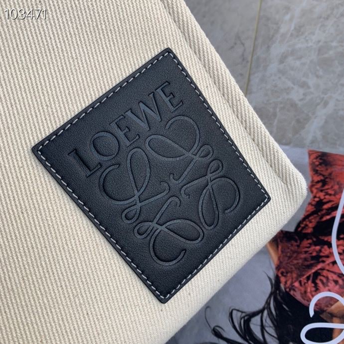 L0ew* cushion tote bag in canvas and calfskin black 35-27-19cm