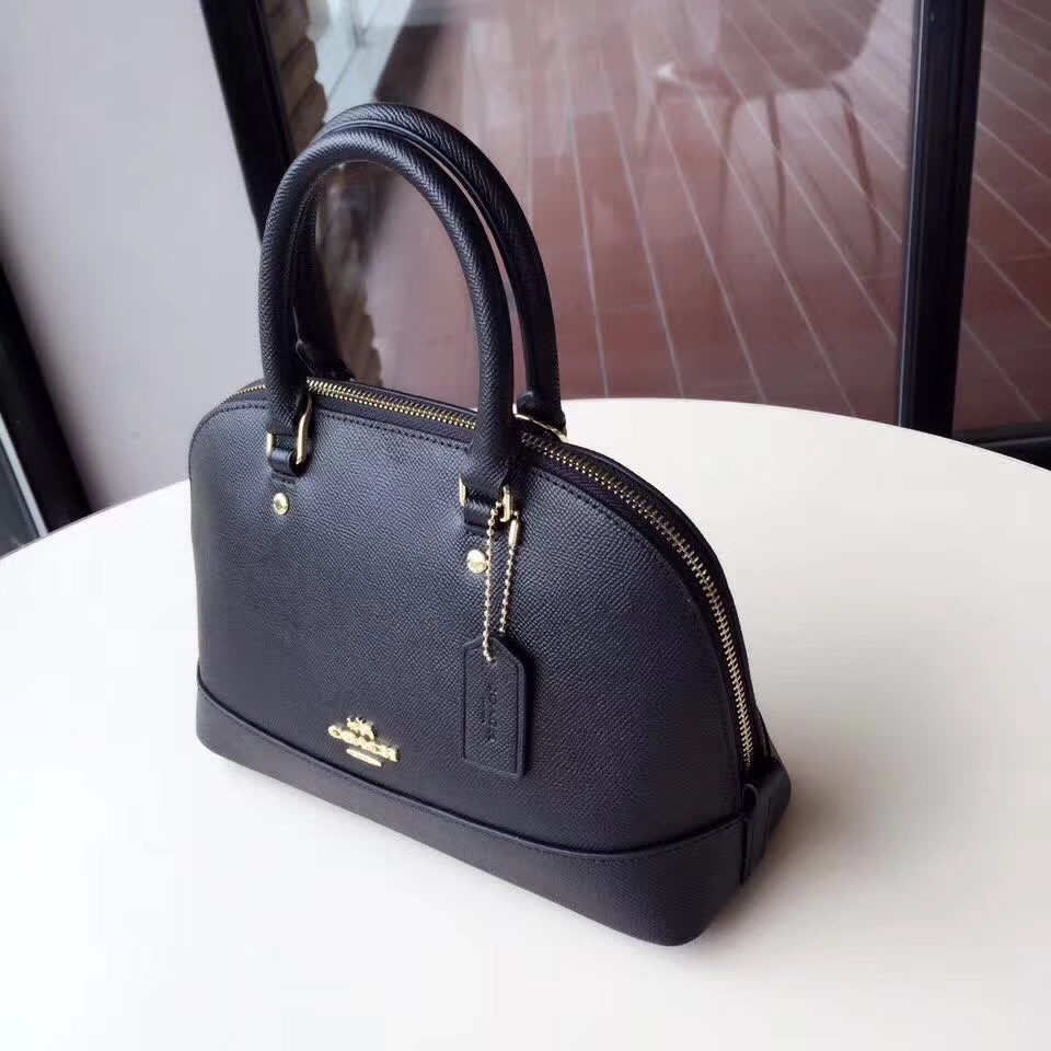 COACH Mini Shell Bag Satchel Crossgrain Leather Black F57555 25 x 18 x 10cm