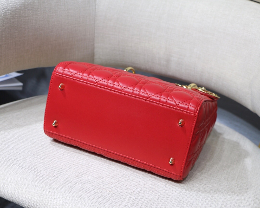 D10r medium ultramatte lady bag cherry red cannage lambskin m0565 24 x 20 x 11cm