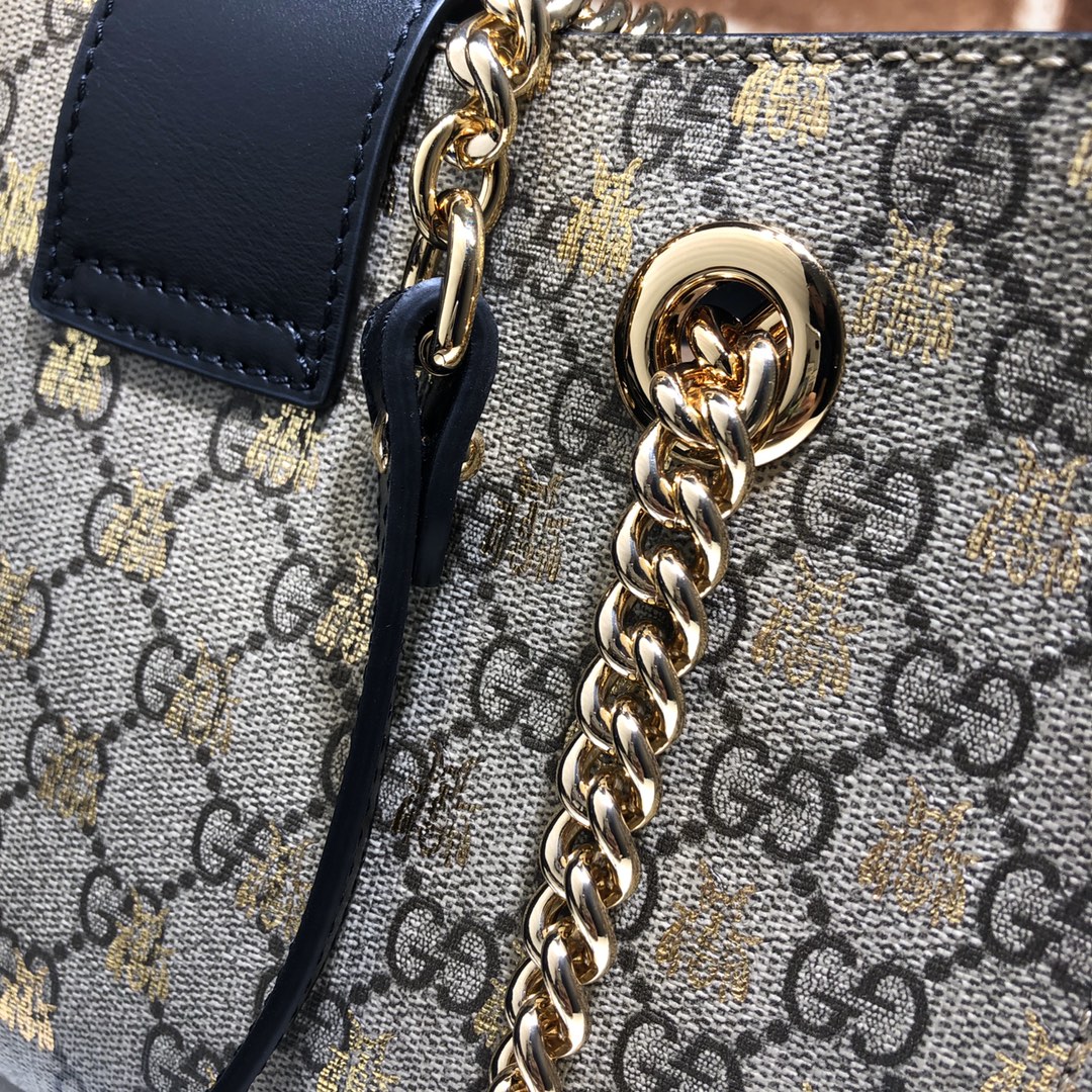 Gvc*1 padlock small gg bees shoulder bag ‎498156 9f26g 26 x 18 x 10 cm