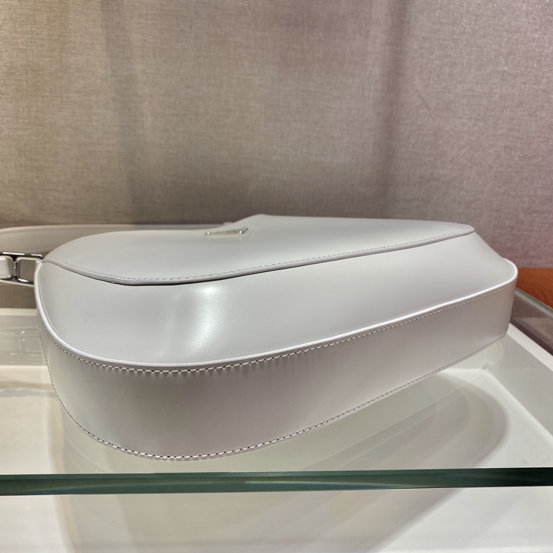 Pra*a cleo brushed leather shoulder bag in white 1bc156 30cm