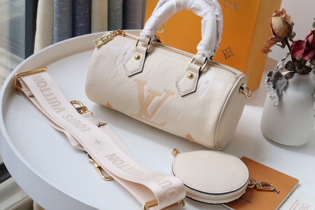 l0vis Vvtt0n papillon bb monogram empreinte leather in cream m45708 20 x 10 x 10 cm