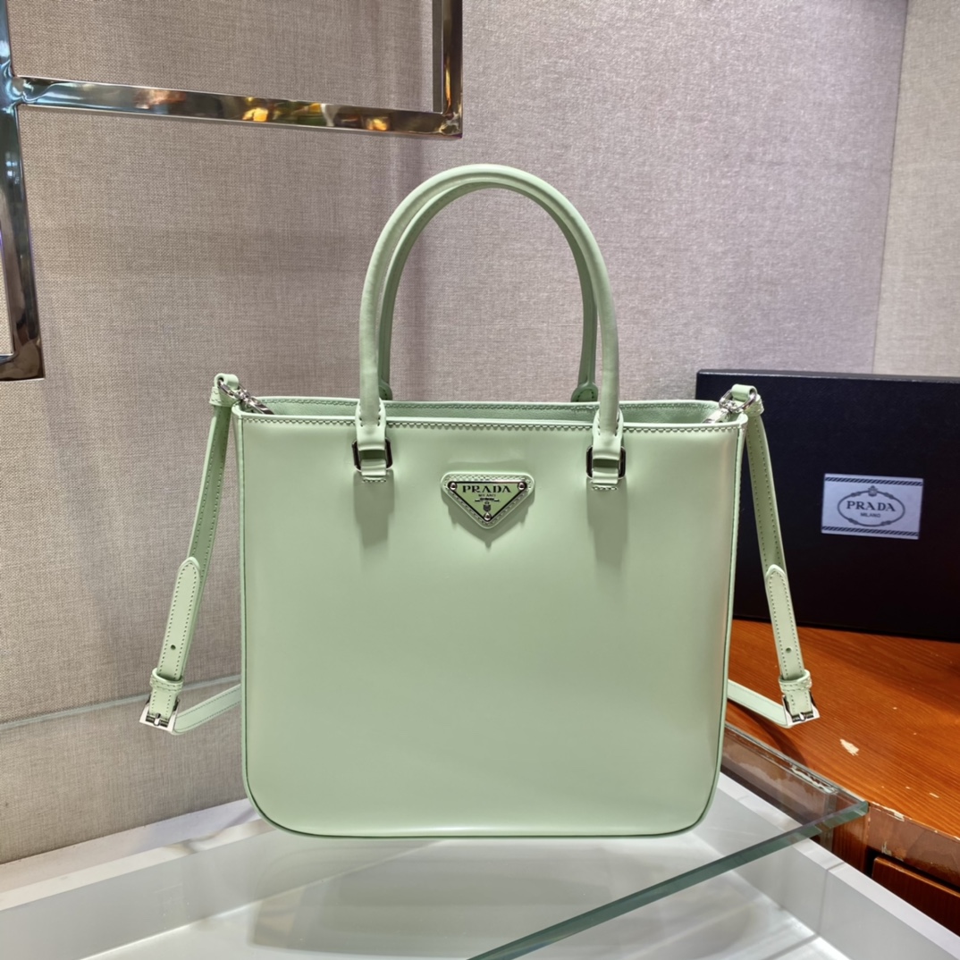 Pra*a  brushed leather tote bag surf green 1ba330 24 x 22 x 6 cm