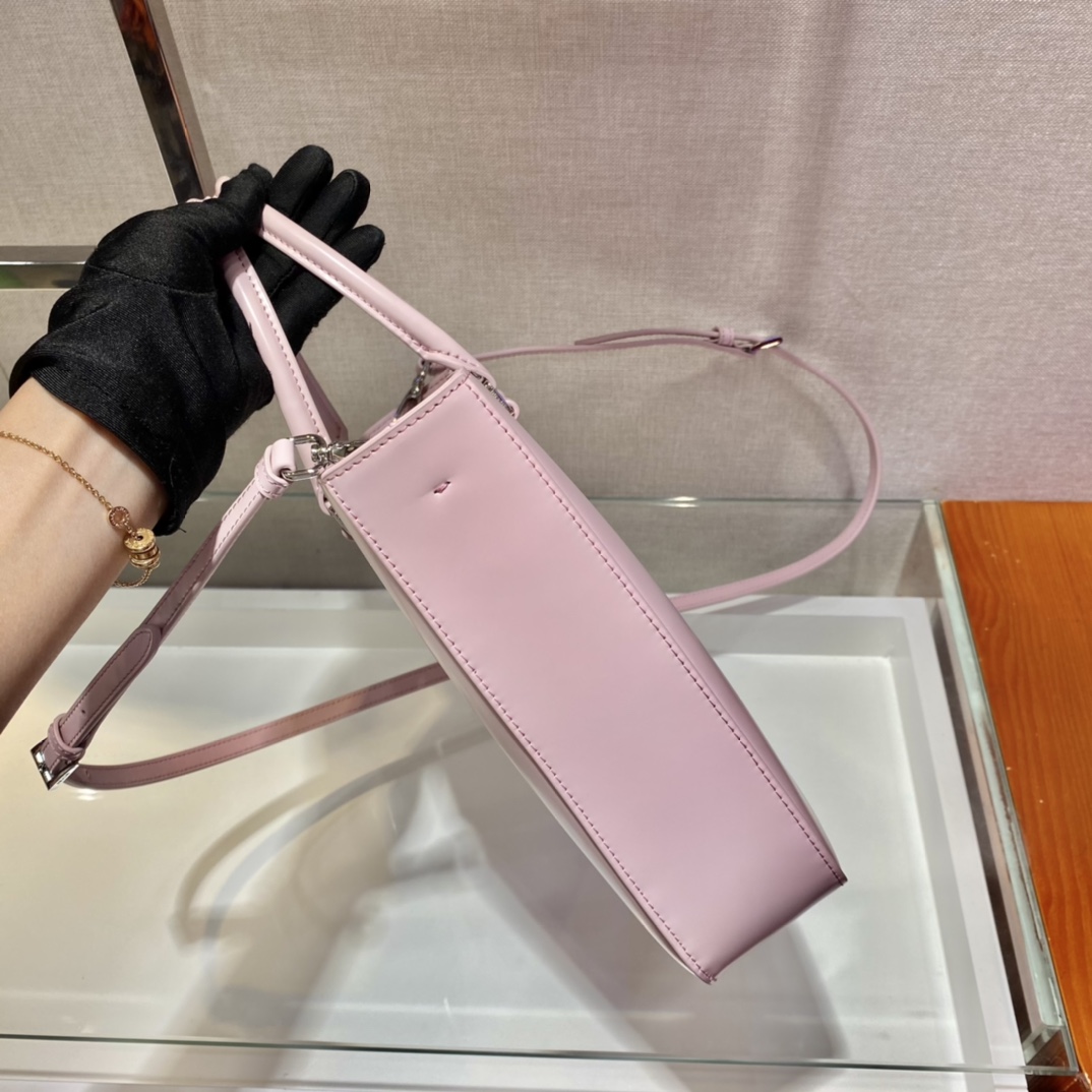 Pra*a  brushed leather tote bag flamingo pink 1ba330 24 x 22 x 6 cm