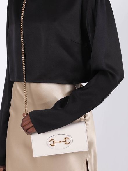 Gvc*1 horsebit 1955 wallet with chain white leather 6218920yk0g 19 x 10 x 2.5 cm