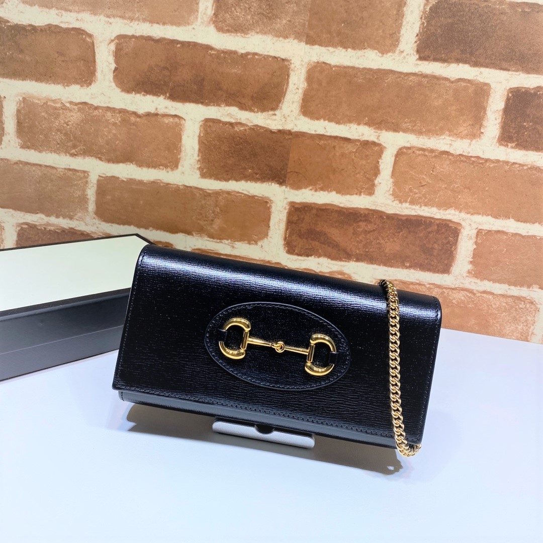 Gvc*1 horsebit 1955 wallet with chain black leather 6218920yk0g 19 x 10 x 2.5 cm