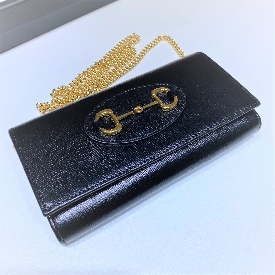 Gvc*1 horsebit 1955 wallet with chain black leather 6218920yk0g 19 x 10 x 2.5 cm