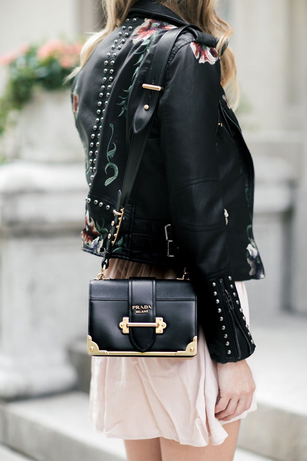 Pra*a leather Pra*a cahier bag black 1bd045 19 x 14 x 9 cm