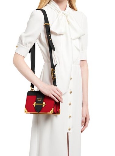 Pra*a leather Pra*a cahier bag fiery red 1bd045 19 x 14 x 9 cm