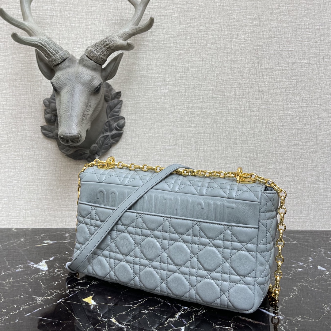 d10r large caro bag gray S*pple cannage calfskin m9243uwhc 28 × 17 × 9 cm