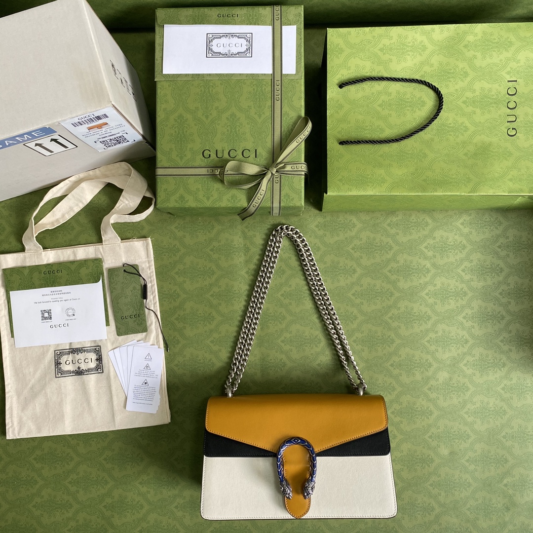 Gvc*1  svp*me dionysus small shoulder bag orange and white leather 400249 28 x 17 x 9 cm