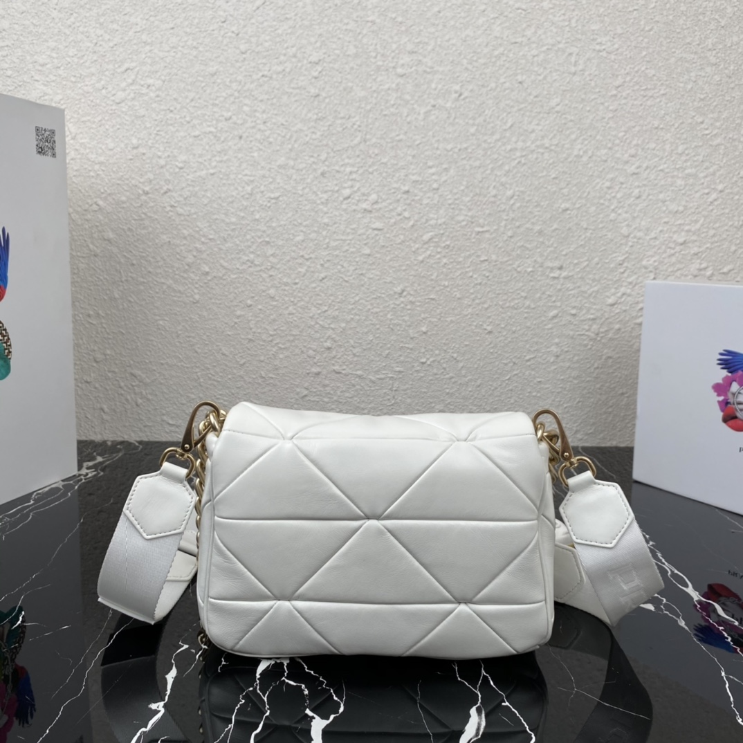 Pra*a Pra*a system nappa leather patchwork bag white 1bd292 21 x 16 x 7 cm