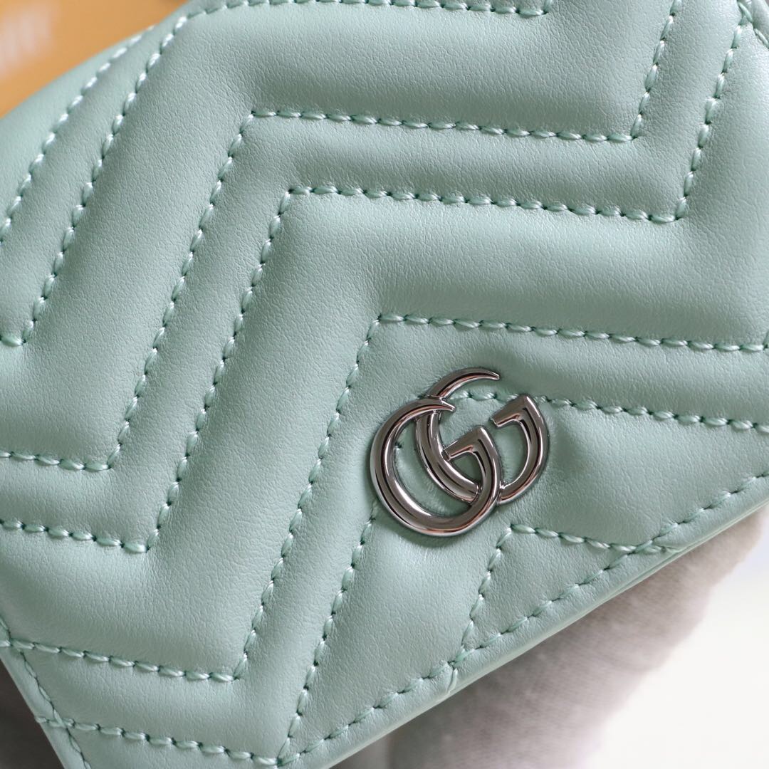 Gvc*1 gg marmont card case wallet light green pastel ‎625693 11 x 8.5 x 3 cm