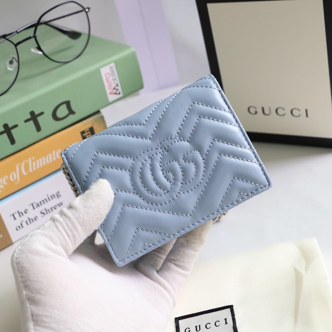 Gvc*1 gg marmont card case wallet light blue pastel ‎625693 11 x 8.5 x 3 cm