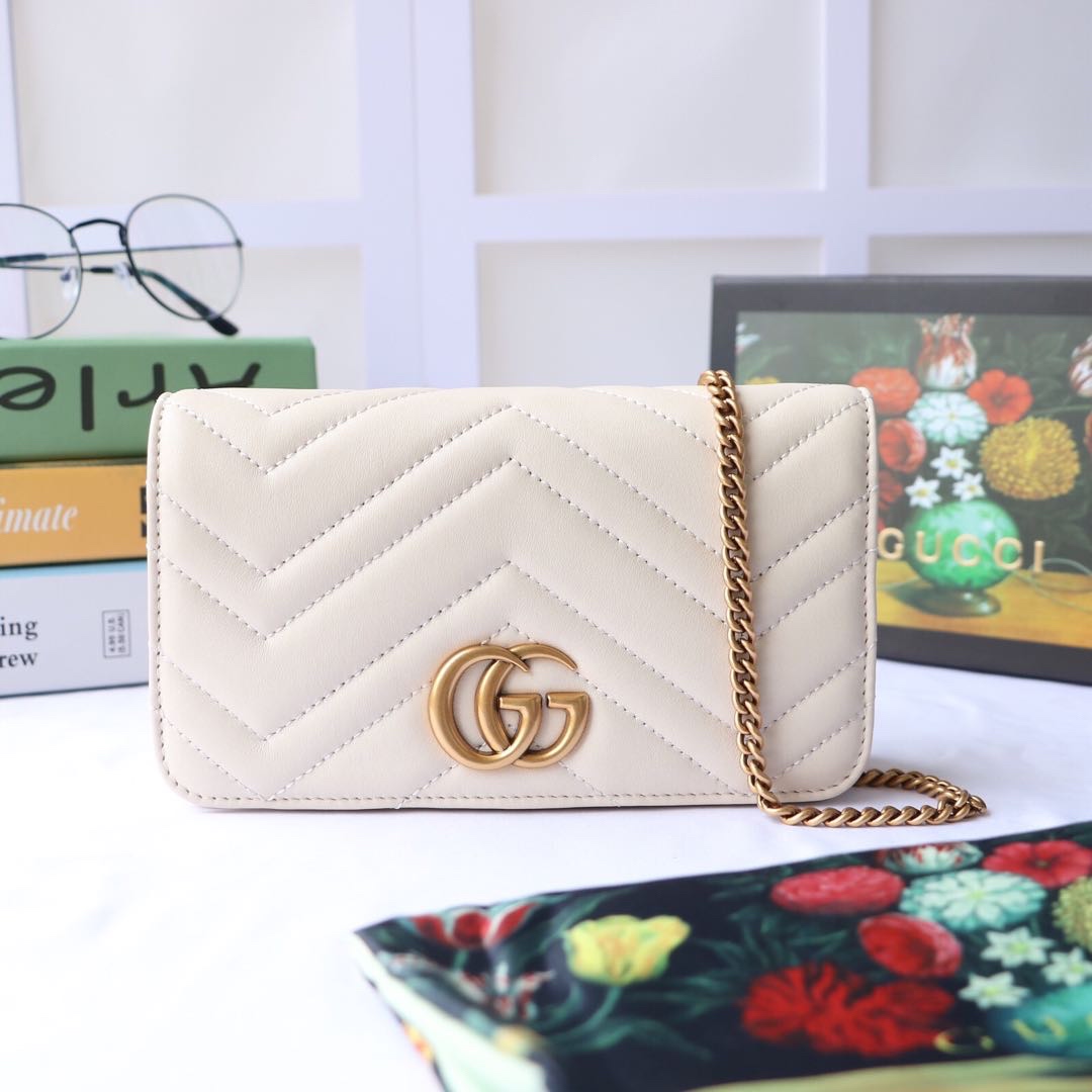Gvc*1 gg marmont mini bag white leather 488426 18 x 10 x 5 cm