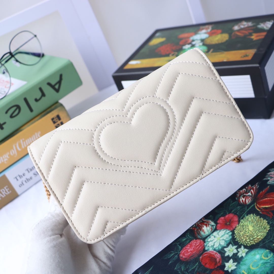 Gvc*1 gg marmont mini bag white leather 488426 18 x 10 x 5 cm
