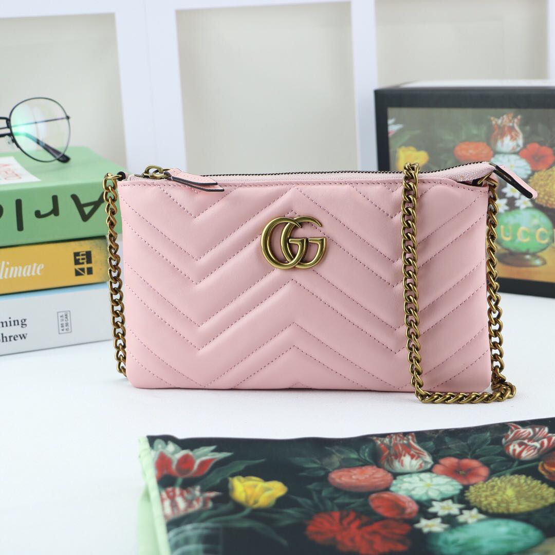 Gvc*1 gg marmont mini chain bag flamingo 443447 22 x 13 x 3.5 cm