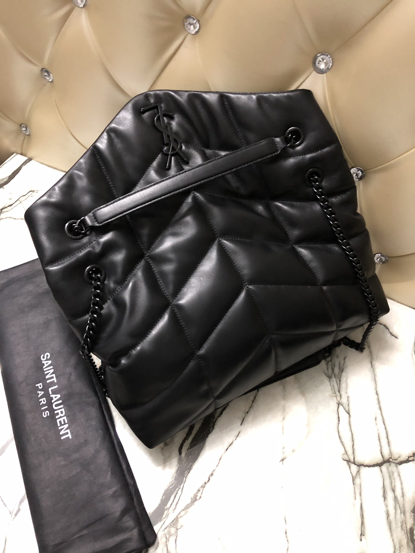 Y51 puffer medium bag in quilted lambskin black chain 5774751 35 x 23 x 13.5 cm