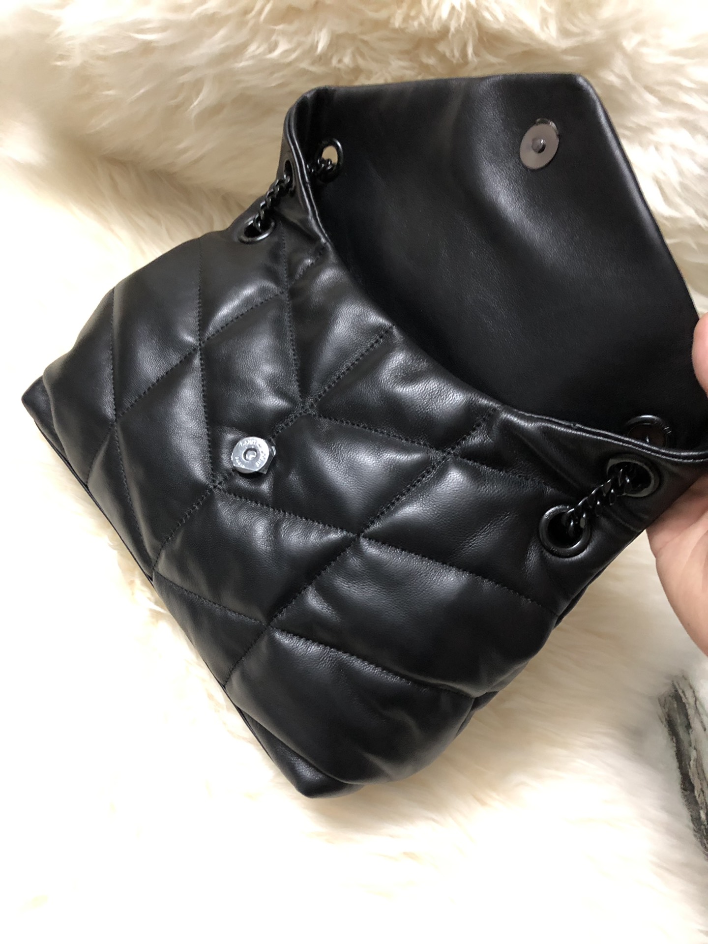 Y51 puffer small bag in quilted lambskin black chain 5774761 29 x 17 x 11 cm