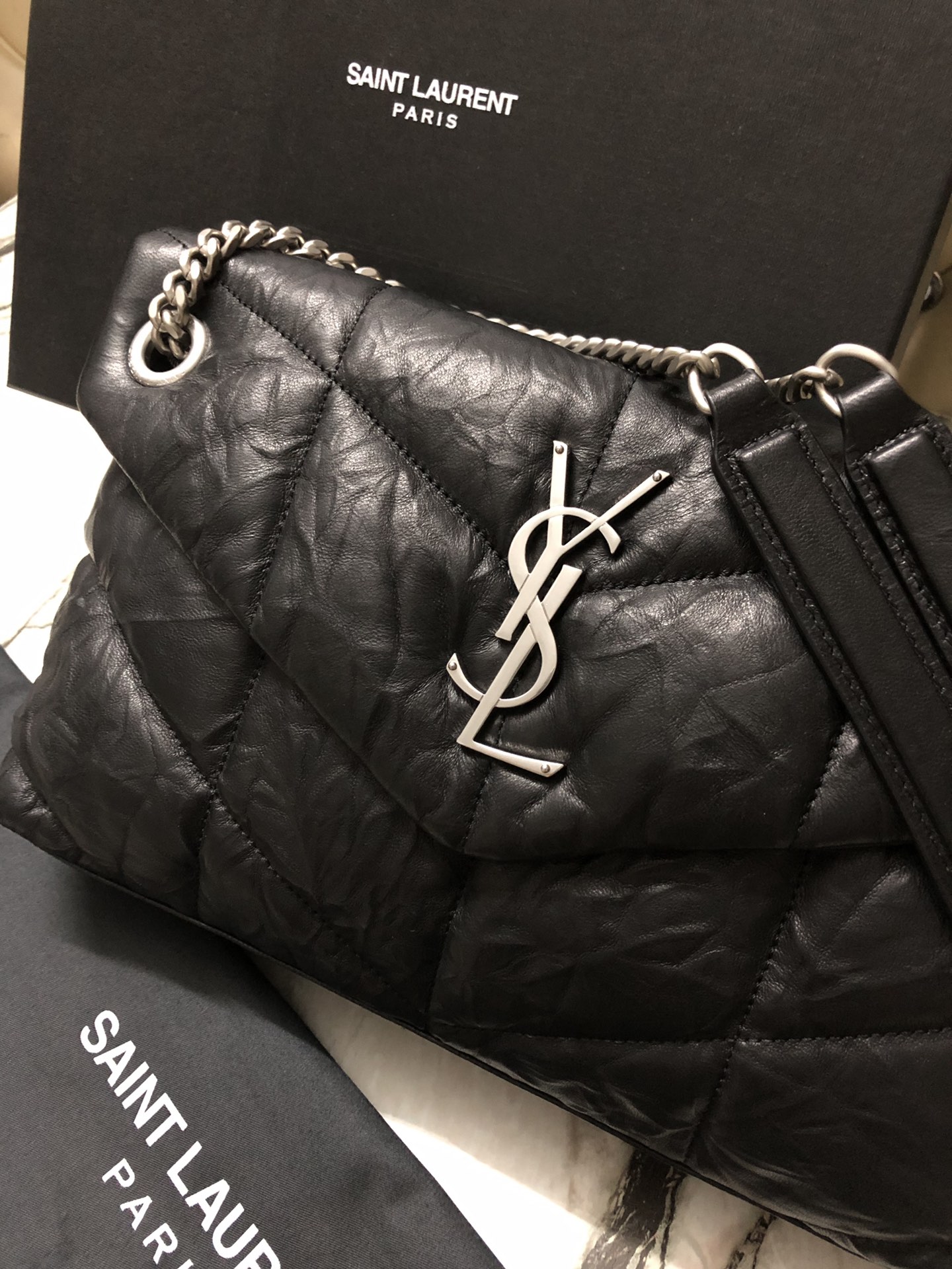 Y51 puffer small bag in quilted lambskin black adn silver chain 5774761 29 x 17 x 11 cm